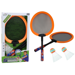 Set of 2 Badminton Rackets, 2 Badminton Shuttles, Orange